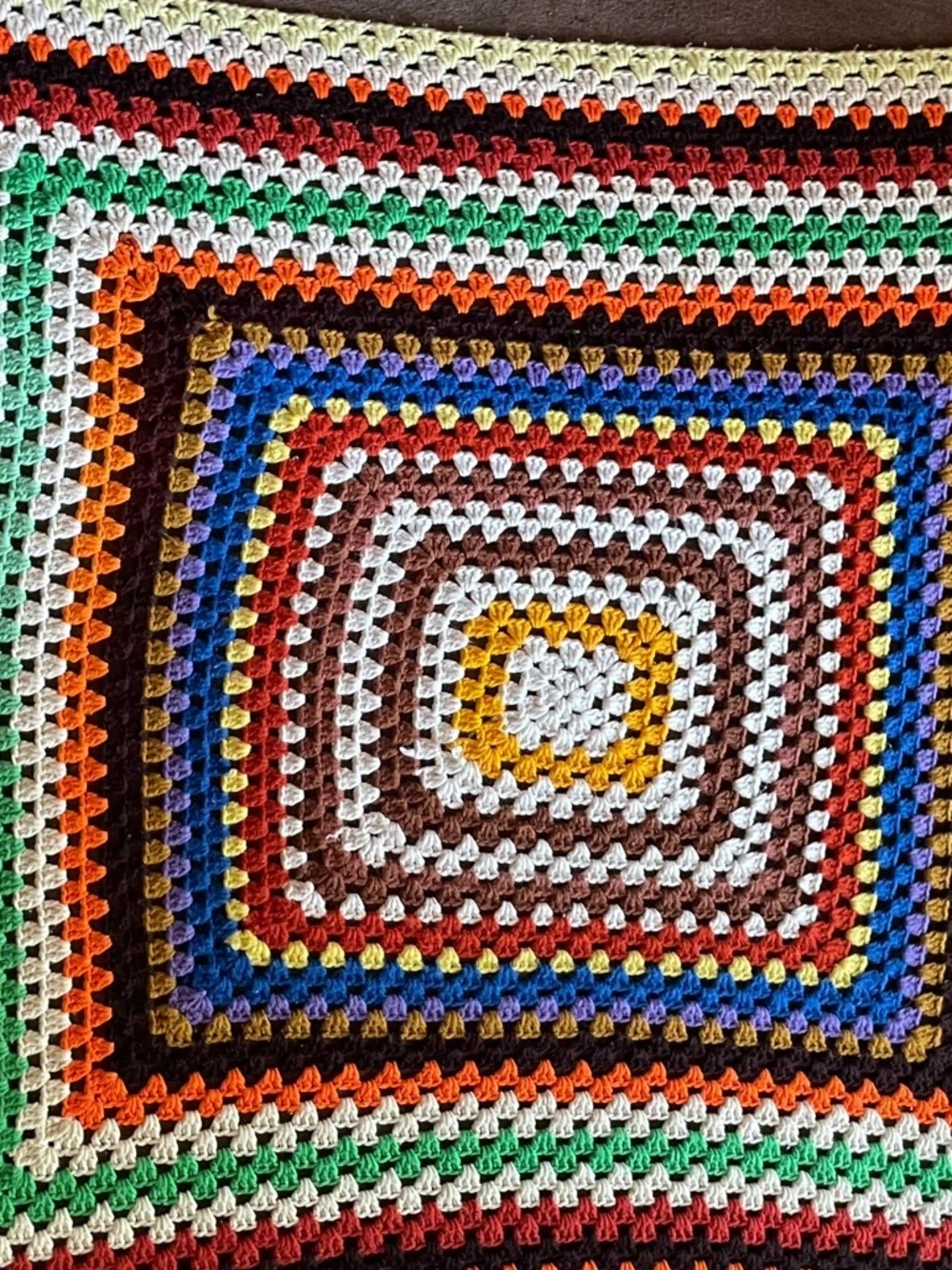 Handmade Multicolor Crochet Granny Square Throw Blanket